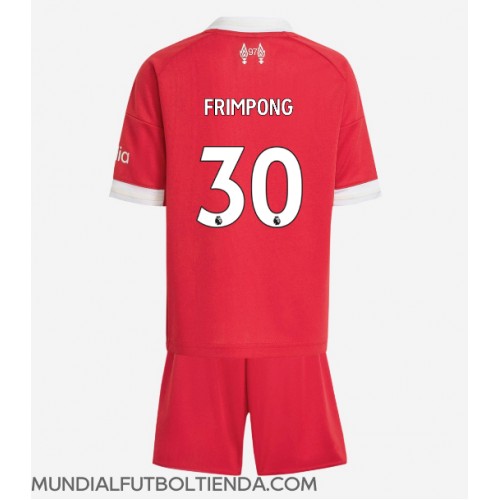 Camiseta Liverpool Jeremie Frimpong #30 Primera Equipación Replica 2025-26 para niños mangas cortas (+ Pantalones cortos)